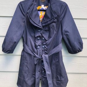 EUC! Anthropologie Idra Ruffled Trench Coat Size 2